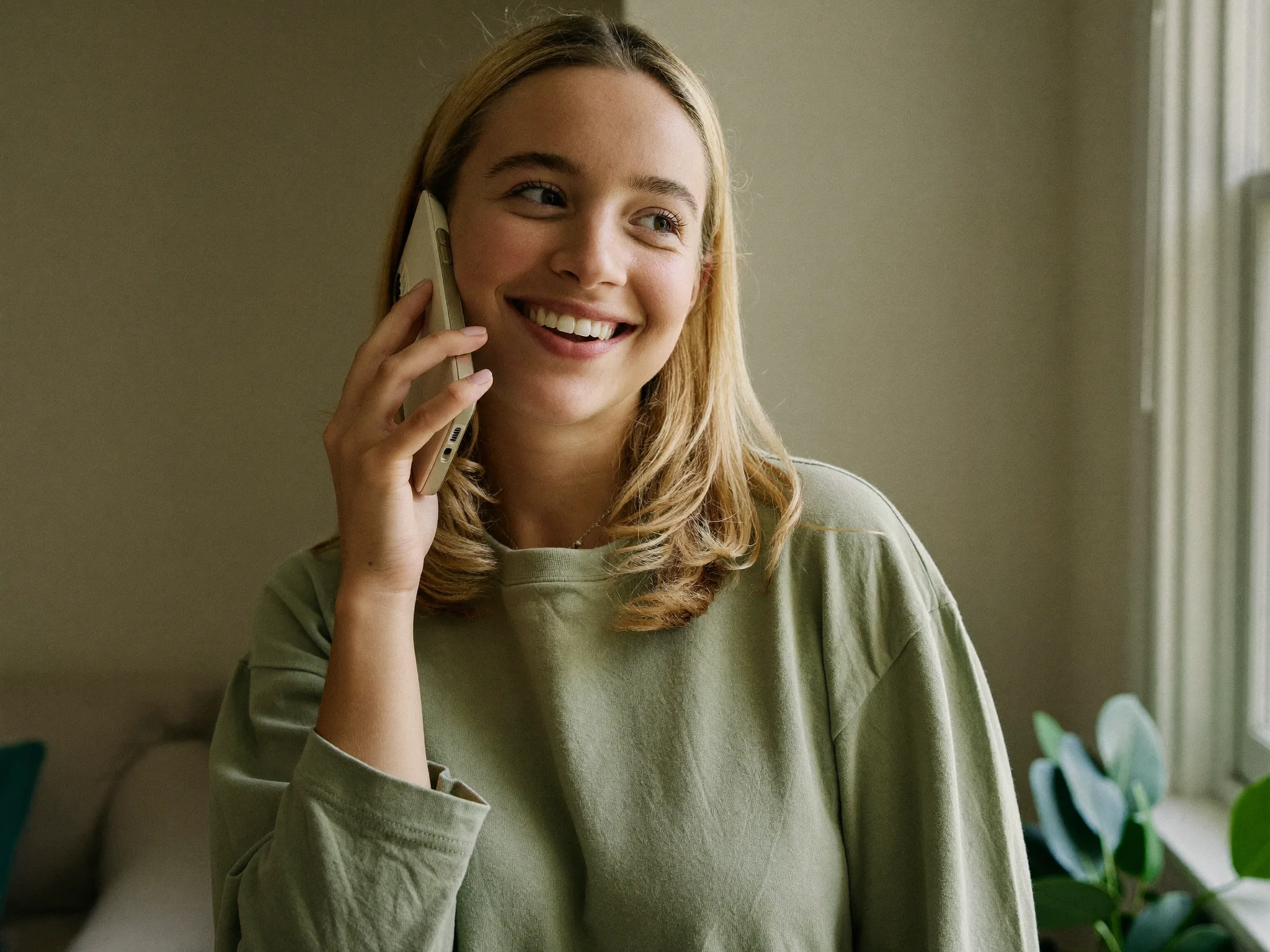 A friendly person getting in touch by phone